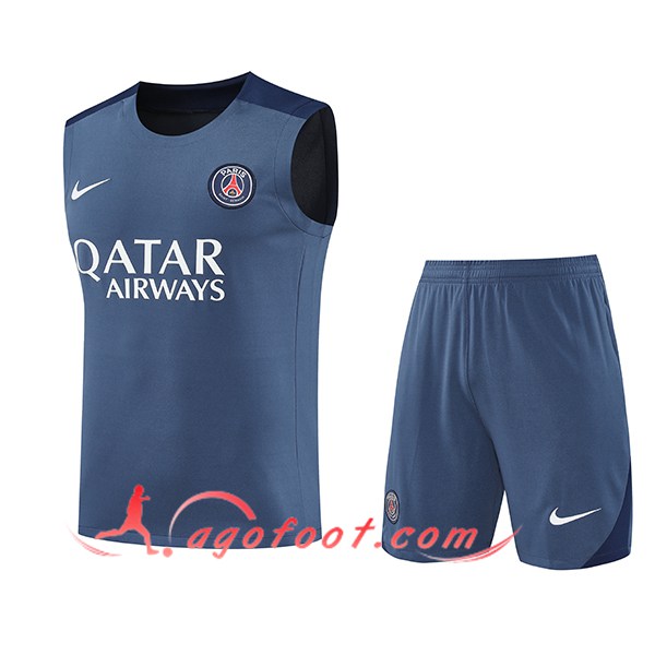 Ensemble Training Debardeurs PSG Gris/Bleu 2025/2026