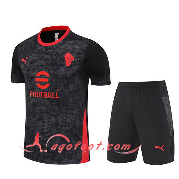 Ensemble Training T-Shirts Milan AC Noir/Gris/Rouge 2025/2026