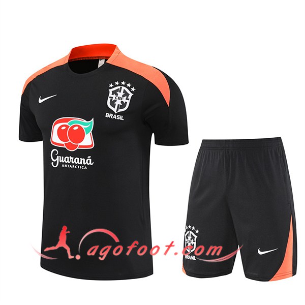 Ensemble Training T-Shirts Brésil Noir/Orange 2025/2026