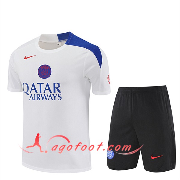 Ensemble Training T-Shirts PSG Blanc/Bleu 2025/2026