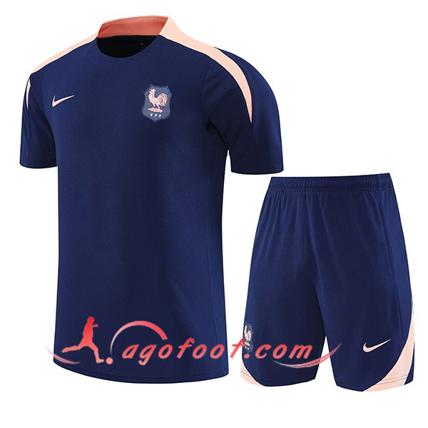 Ensemble Training T-Shirts France Bleu/Rose 2025/2026 -02