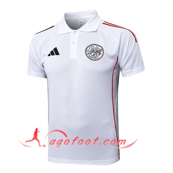 Polo Foot Ajax Blanc/Rouge/Noir 2025/2026