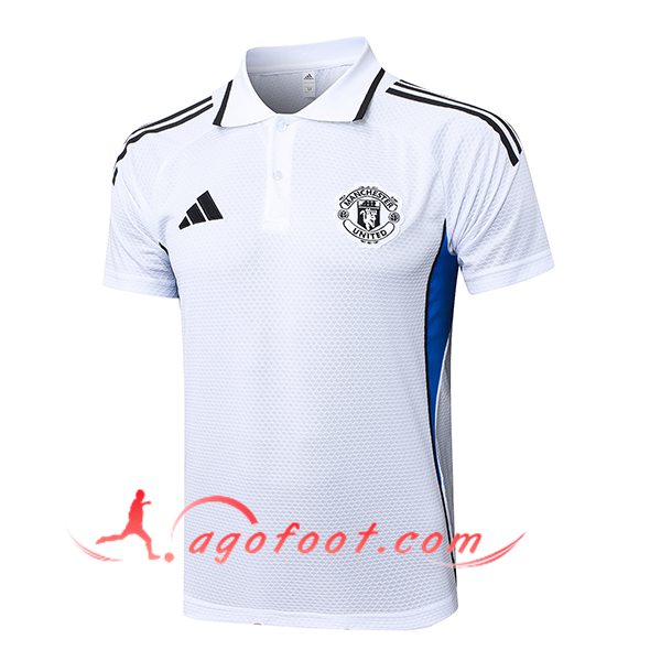Polo Foot Manchester United Blanc/Noir/Bleu 2025/2026