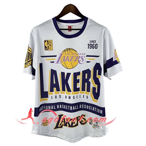 Maillot Los Angeles Lakers Retro 2025/26 Blanc/Pourpre/Jaune