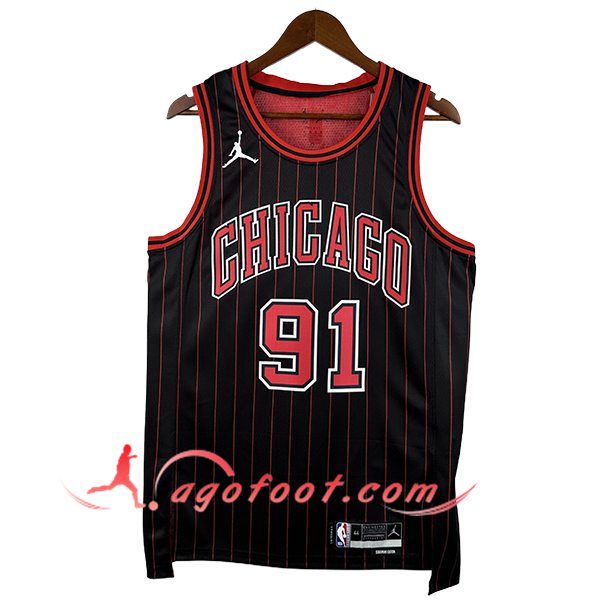 Maillot Chicago Bulls (RODMAN #91) 2025/26 Noir/Rouge -03