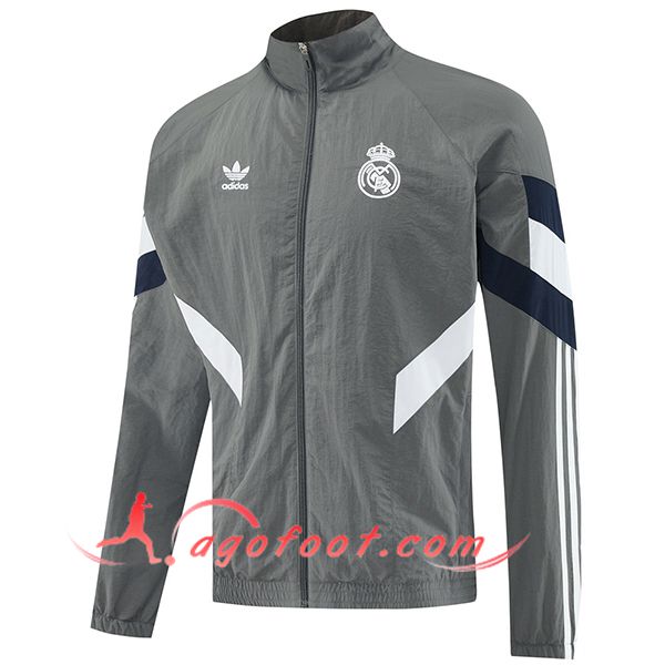Coupe-Vent Real Madrid Gris/Blanc/Noir 2025/2026