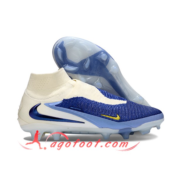 Nike Chaussures de Foot Phantom GX III Elite FG Beige/Bleu -02