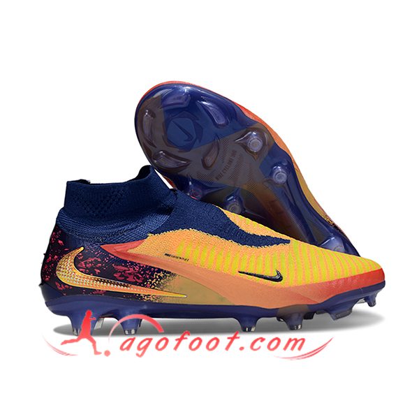 Nike Chaussures de Foot Phantom GX III Elite FG Jaune/Noir/Bleu -02