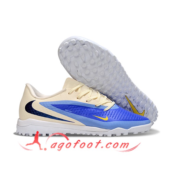 Nike Chaussures de Foot Phantom 6 Low Academy "Erling Haaland" Beige/Bleu