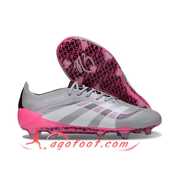 Adidas Chaussures de Foot 25 Predator Elite FG Gris/Blanc/Rose