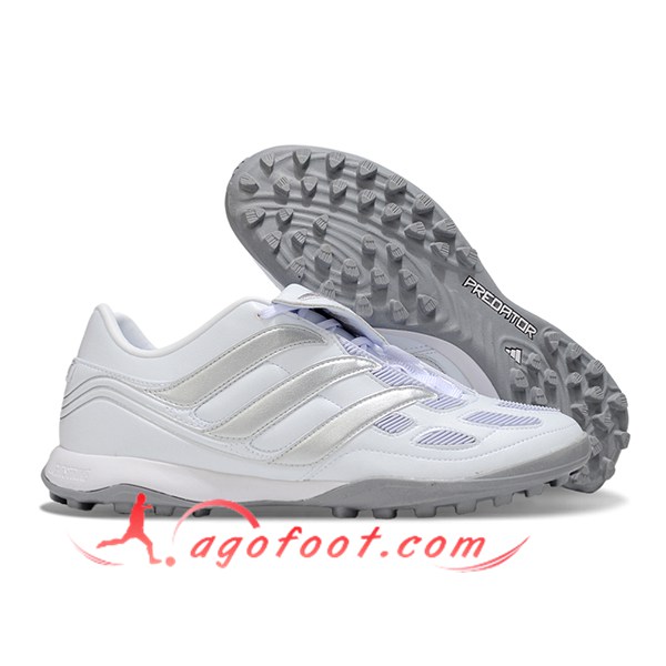 Adidas Chaussures de Foot PREDATOR LEAGUE FT TURF Blanc/Gris