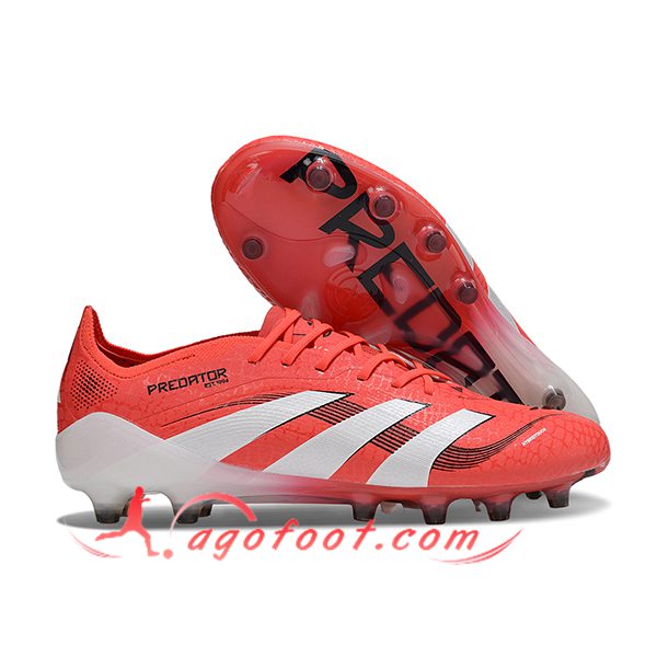 Adidas Chaussures de Foot 25 Predator Elite Tongue AG Rouge/Blanc