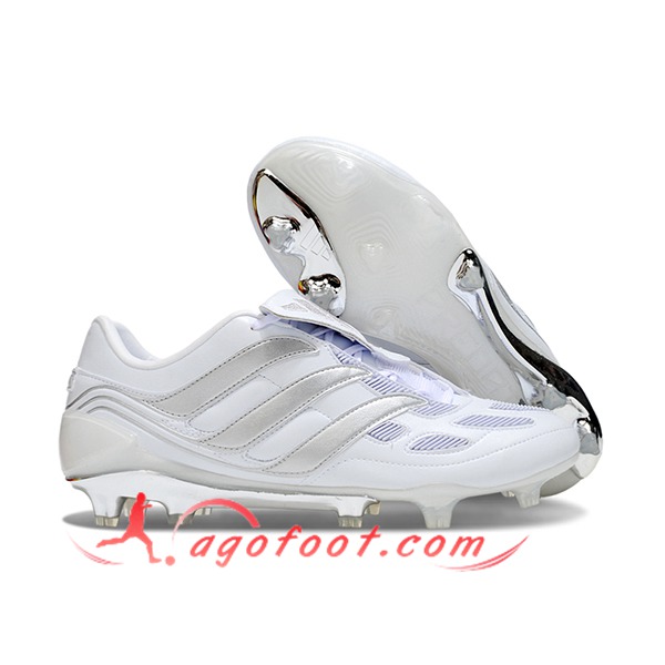 Adidas Chaussures de Foot Predator Precision Elite Made in Germany FG Blanc/Gris