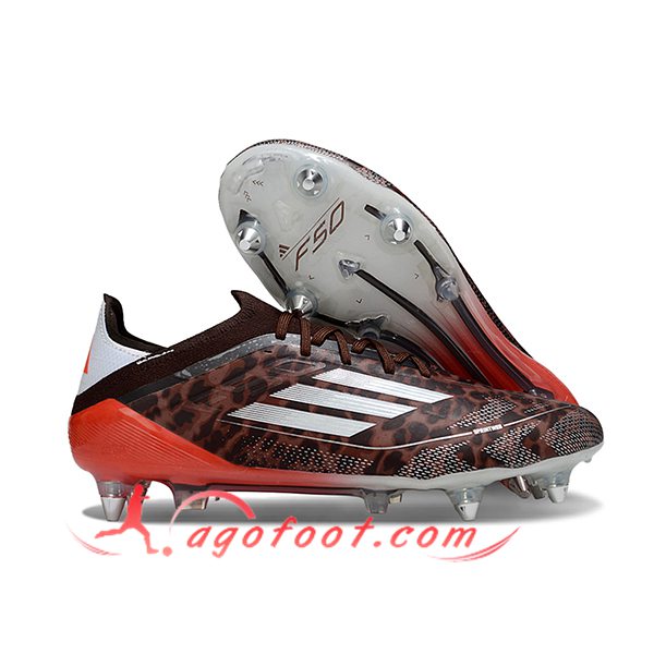 Adidas Chaussures de Foot F50 Elite SG Brun/Rouge/Blanc