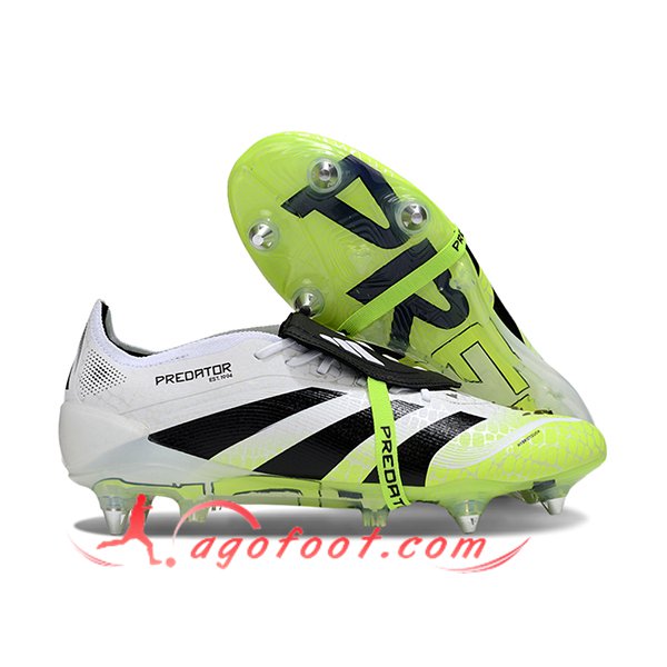 Adidas Chaussures de Foot 25 Predator Elite Tongue SG Blanc/Noir/Vert