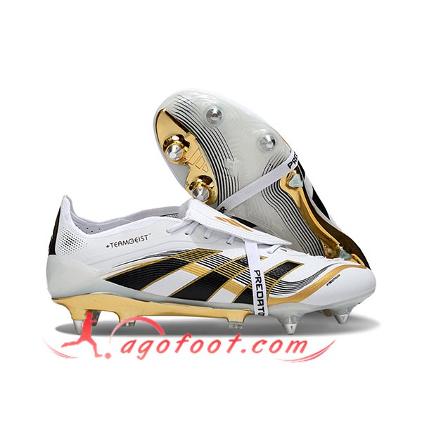 Adidas Chaussures de Foot 25 Predator Elite Tongue SG Blanc/Noir/Jaune -03