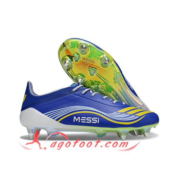 Adidas Chaussures de Foot F50 ELITE SG Bleu/Blanc/Jaune