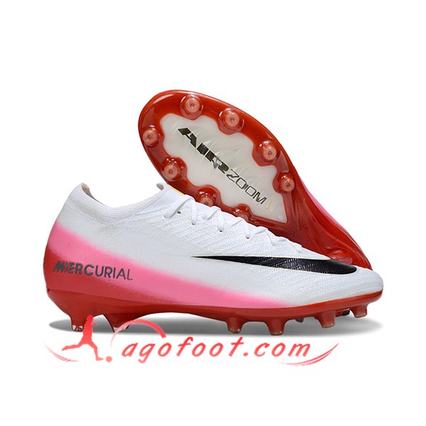 Nike Chaussures de Foot AIR Zoom Mercurial Vapor 16 Elite XXV AG Blanc/Noir/Rose/Rouge