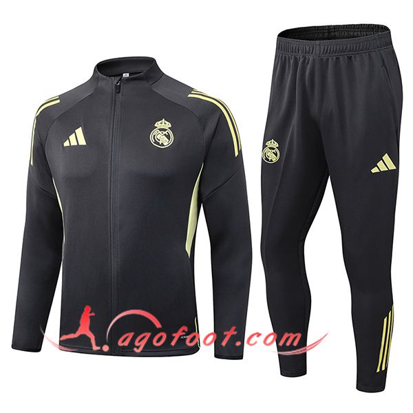 Ensemble Survetement de Foot Veste Real Madrid Gris Foncé 2025/2026