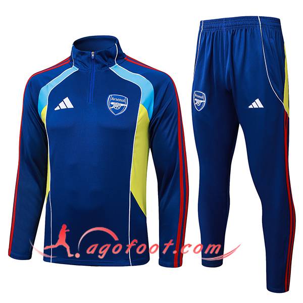 Ensemble Survetement de Foot Arsenal Bleu/Jaune/Rouge 2025/2026