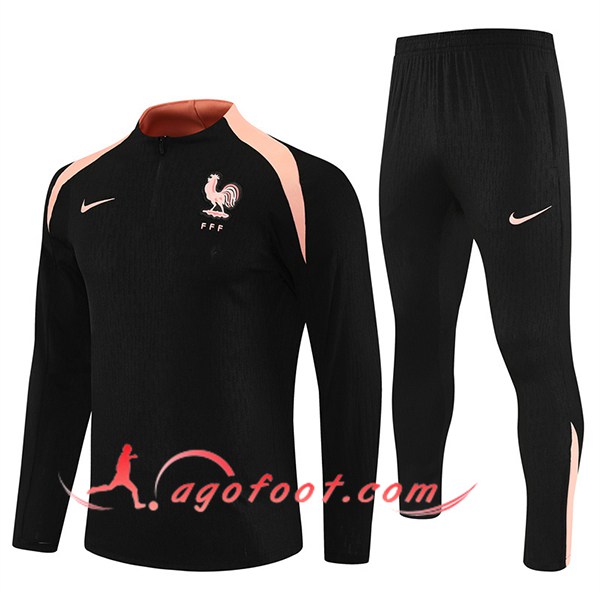 Ensemble Survetement de Foot France Noir/Rose 2025/2026