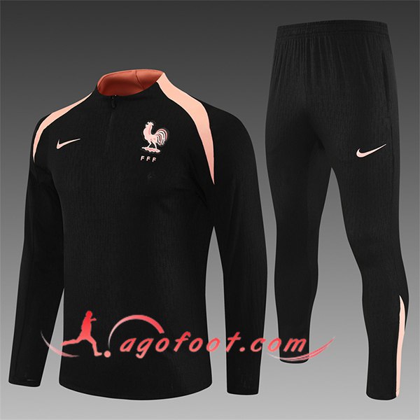 Ensemble Survetement de Foot France Enfant Noir/Rose 2025/2026
