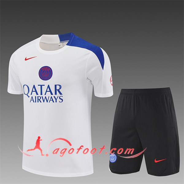 Ensemble Training T-Shirts PSG Enfant Blanc/Bleu 2025/2026