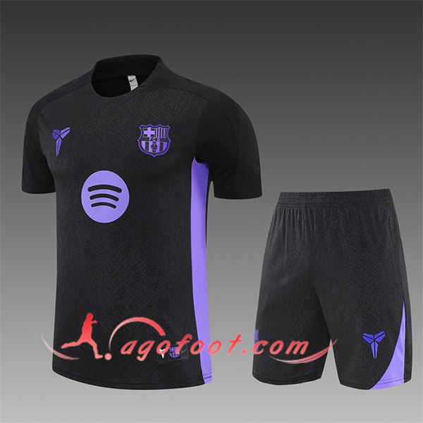 Ensemble Training T-Shirts FC Barcelone Enfant Noir/Pourpre 2025/2026