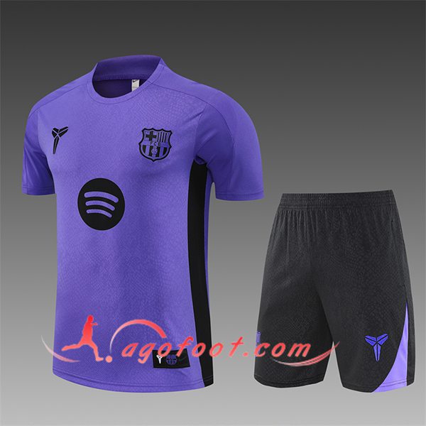 Ensemble Training T-Shirts FC Barcelone Enfant Pourpre/Noir 2025/2026