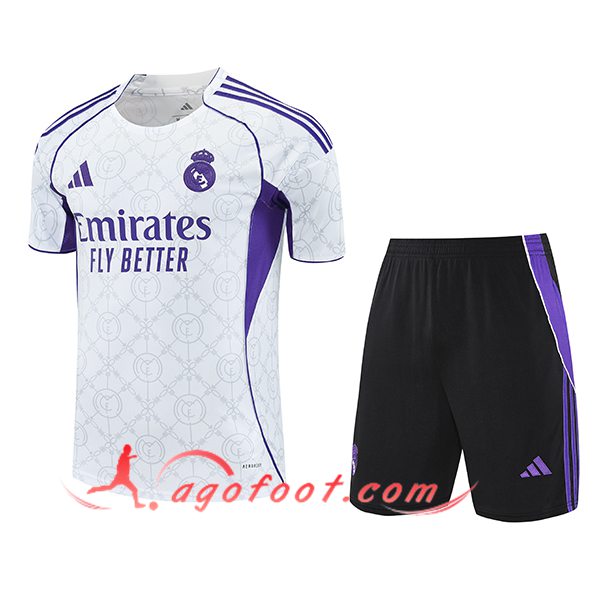 Ensemble Training T-Shirts Real Madrid Blanc/Pourpre 2025/2026 -02