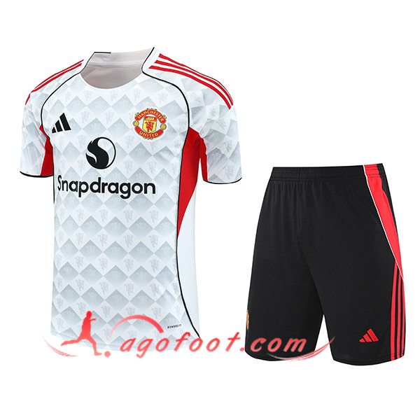 Ensemble Training T-Shirts Manchester United Blanc/Gris/Roug 2025/2026