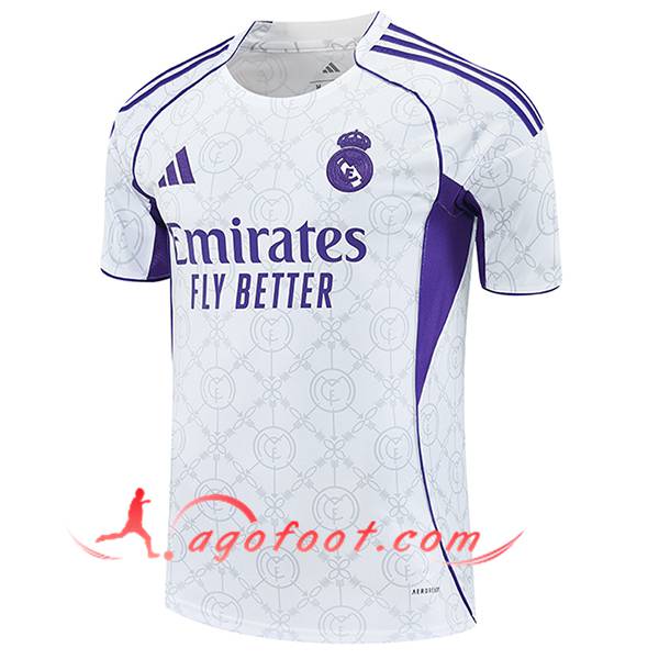 Training T-Shirts Real Madrid Blanc/Pourpre 2025/2026 -02
