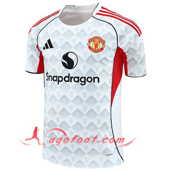 Training T-Shirts Manchester United Blanc/Gris/Rouge 2025/2026