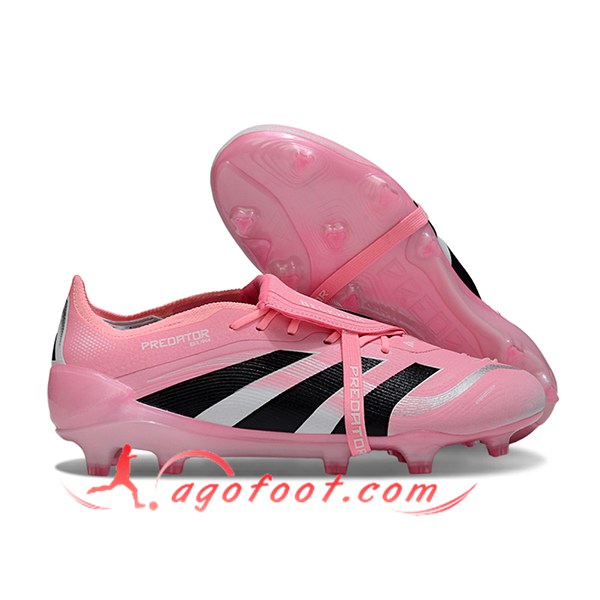Adidas Chaussures de Foot 25 Predator Elite Tongue FG Rose/Noir/Blanc
