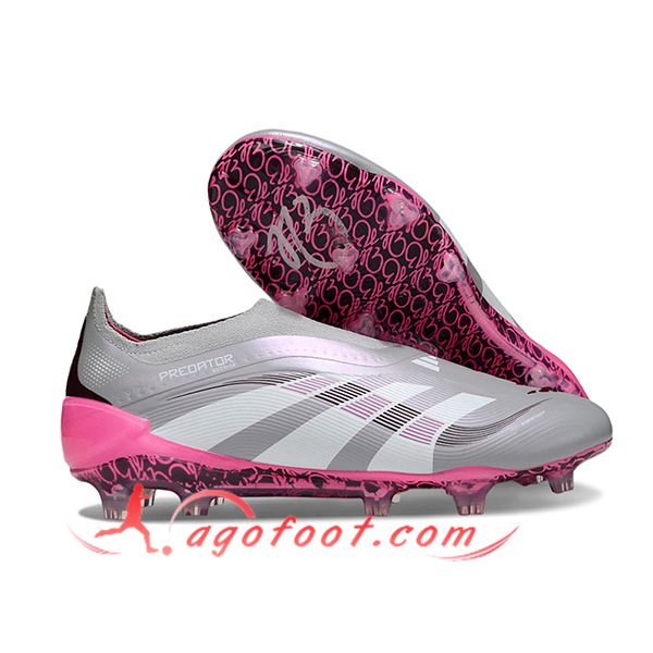 Adidas Chaussures de Foot 25 Predator Elite LL FG Gris/Blanc/Rose