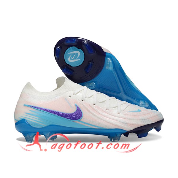 Nike Chaussures de Foot Phantom Luna Elite NU FG Blanc/Bleu/Pourpre