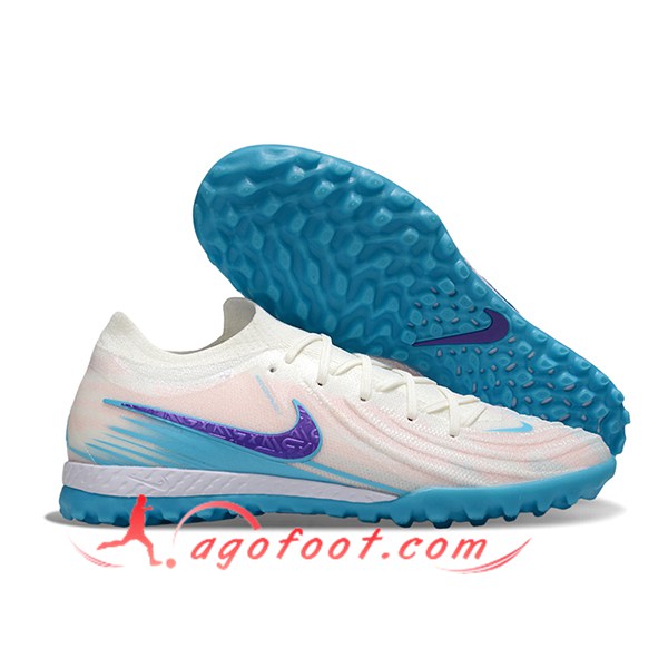 Nike Chaussures de Foot Phantom GX II EliteTF Blanc/Bleu/Pourpre -02