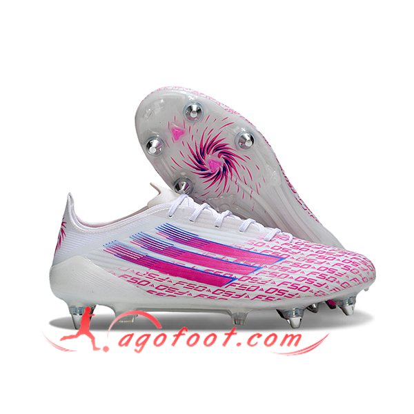Adidas Chaussures de Foot F50 ELITE SG Blanc/Rose -02
