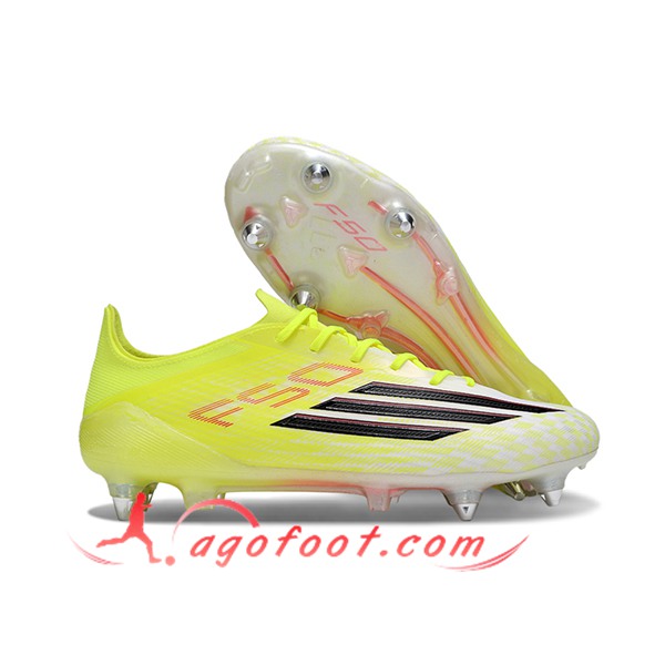 Adidas Chaussures de Foot F50 ELITE SG Jaune/Noir/Blanc -03