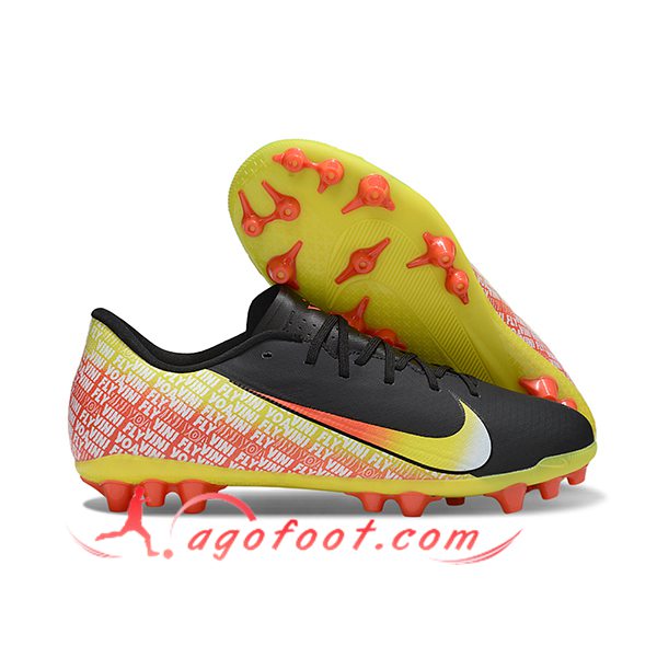 Nike Chaussures de Foot AIR ZOOM MERCURIAL VAPOR XVI ACADEMY X MBAPPE AG Noir/Jaune/Orange