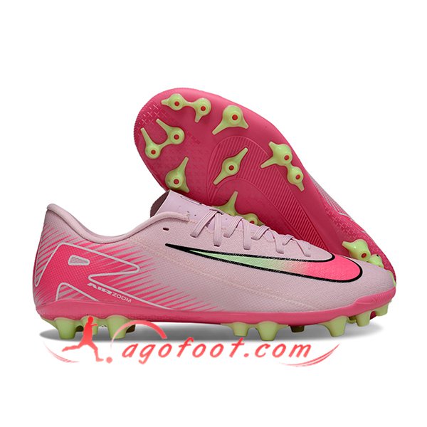 Nike Chaussures de Foot AIR ZOOM MERCURIAL VAPOR XVI ACADEMY X MBAPPE AG Rose/Vert