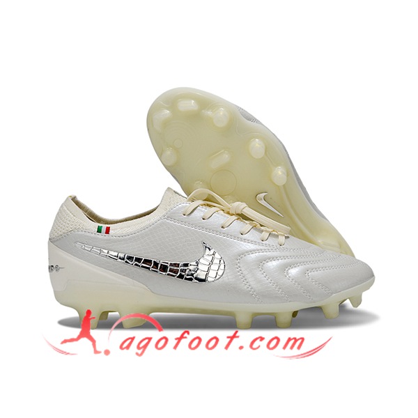 Nike Chaussures de Foot Tiempo Legend X Elite LUXE FG Gris/Beige