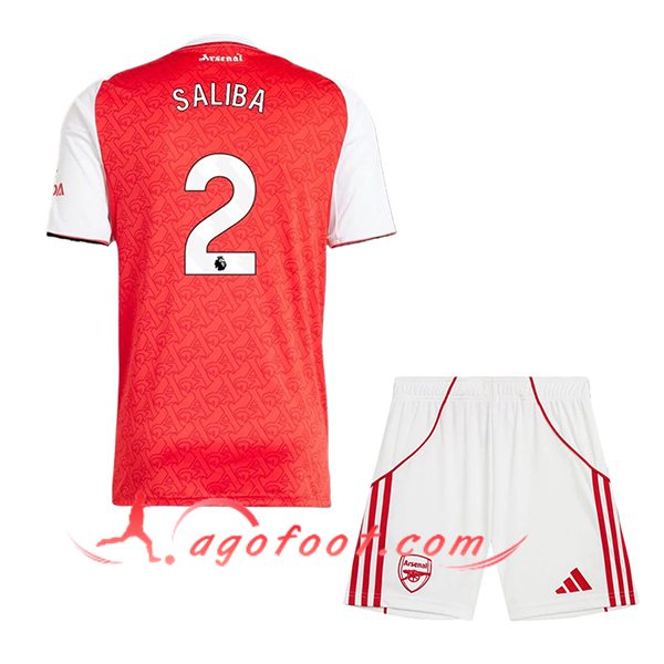 Maillot de Foot Arsenal (SALIBA #2) Enfant 2025/2026 Domicile