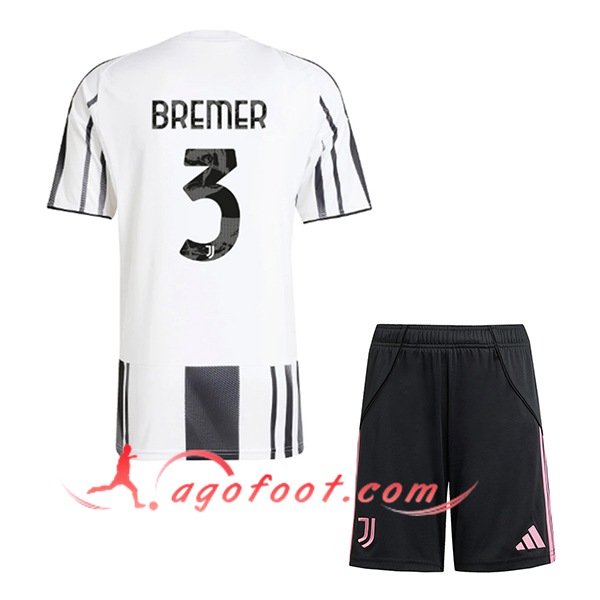 Maillot de Foot Juventus (BREMER #3) Enfant 2025/2026 Domicile