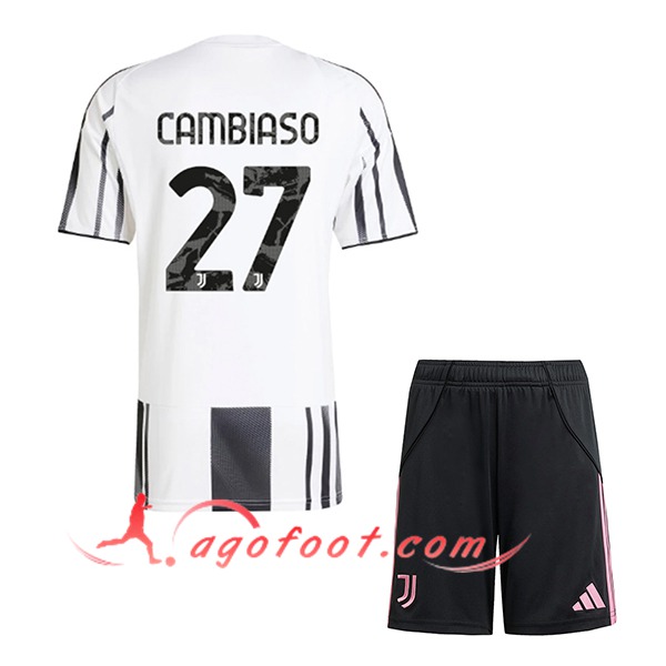 Maillot de Foot Juventus (CAMBIASO #27) Enfant 2025/2026 Domicile