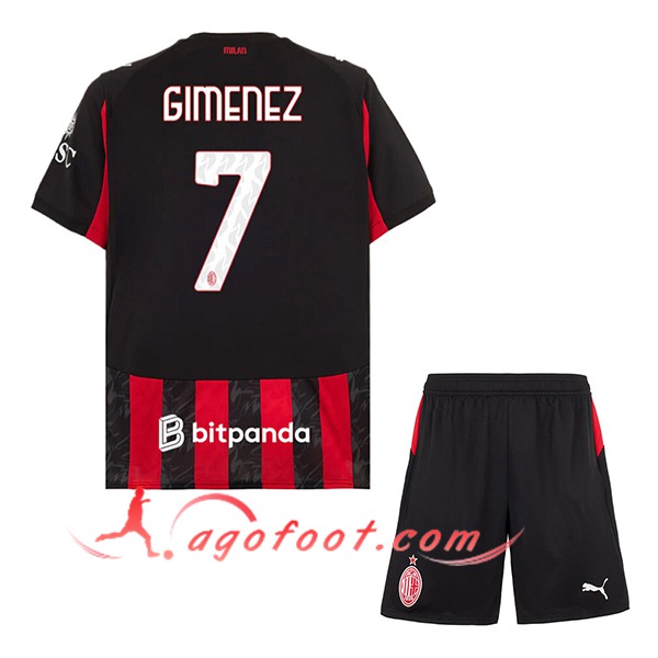 Maillot de Foot Milan AC (GIMENEZ #7) Enfant 2025/2026 Domicile