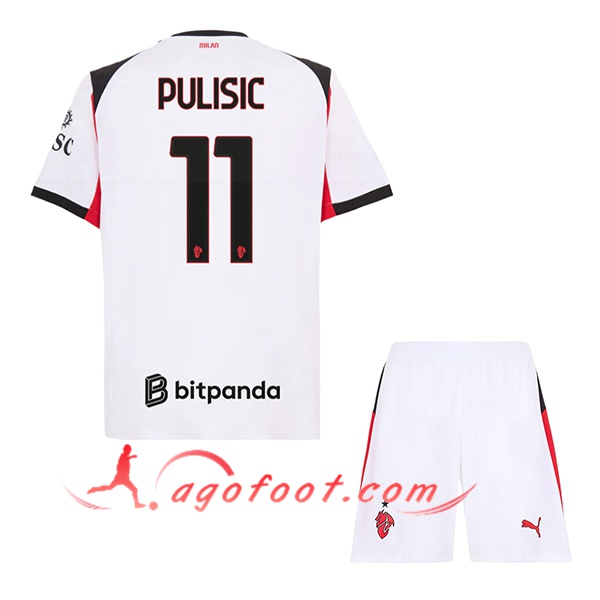 Maillot de Foot Milan AC (PULISIC #11) Enfant 2025/2026 Exterieur