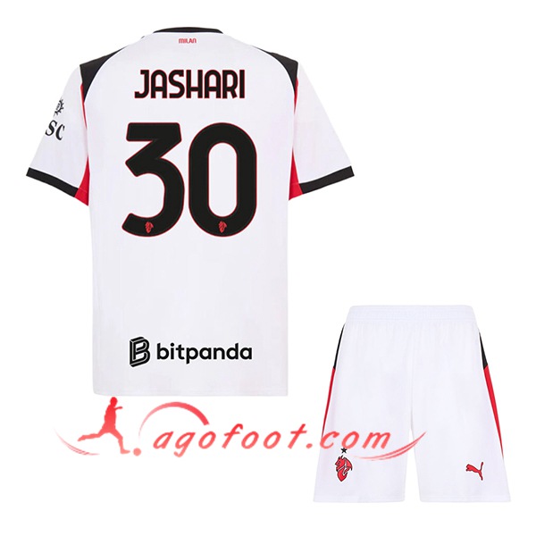 Maillot de Foot Milan AC (JASHARI #30) Enfant 2025/2026 Exterieur