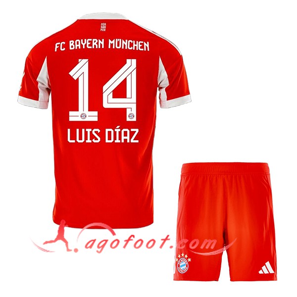 Maillot de Foot Bayern Munich (LUIS DÍAZ #14) Enfant 2025/2026 Domicile