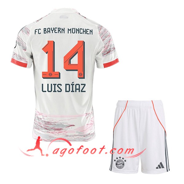 Maillot de Foot Bayern Munich (LUIS DÍAZ #14) Enfant 2025/2026 Exterieur